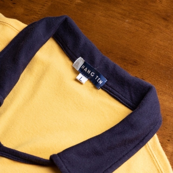 Vintage Hang Ten Urban Sporty Yellow Collared Shirt Large Y2K Surfer Beach - Picture 4 of 9